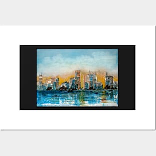 City Scape Waterfront - Watercolour Posters and Art